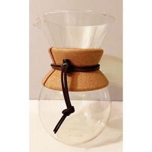 BODUM Glass Coffee Carafe 8” Glass Leather Pour Over Pitcher with Cork Collar
